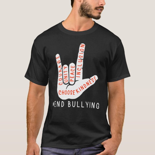 Unity Day Orange 2021 Anti Bullying Liebe Sign Lan T-Shirt (Vorderseite)