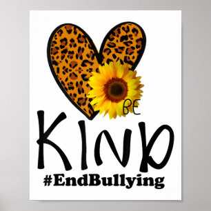 Unity Day Orange Be Kind Leopard Heart Anti Bullyi Poster