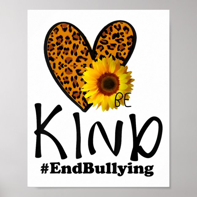 Unity Day Orange Be Kind Leopard Heart Anti Bullyi Poster (Vorne)