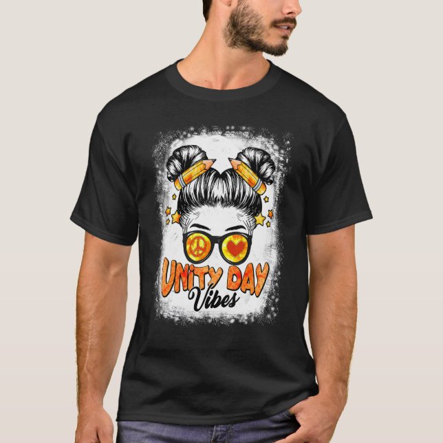 Unity Day Vibes Messy Bun Orange No Bullying Be Ki T-Shirt (Vorderseite)