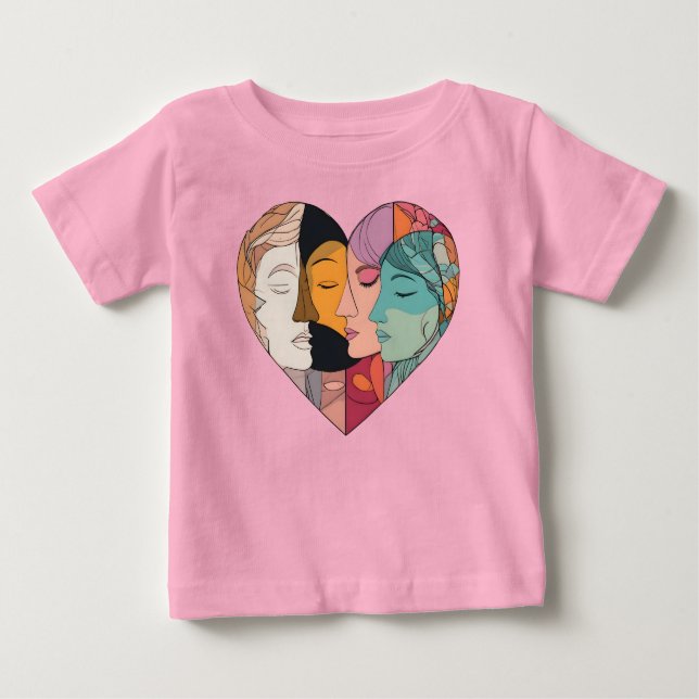 Unity Heart Diverse Faces Line Art Diversity  Baby T-shirt (Vorderseite)