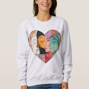 Unity Heart Diverse Gesichter Linienkunst Vielfalt Sweatshirt