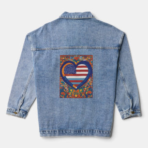 Unity Hearts: Hispanic Heritage Flag Design Jeansjacke