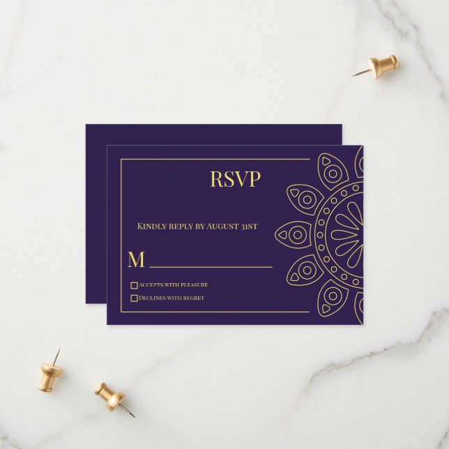 Unity in Bloom Purple Response Card Save The Date (Vorderseite/Rückseite Beispiel)