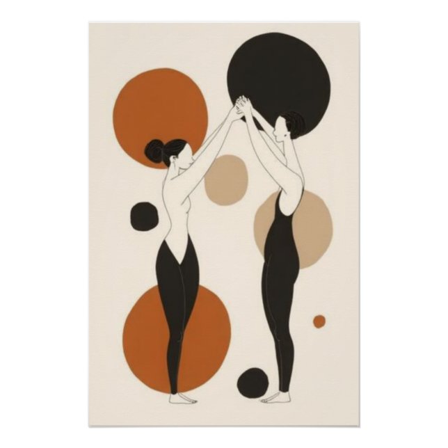 Unity in Motion | Moderne feminine Verbindung Abst Poster (Vorderseite)
