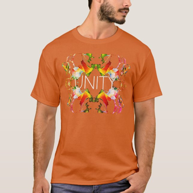 "Unity" Mandala Red Yellow White Green Design T-Shirt (Vorderseite)