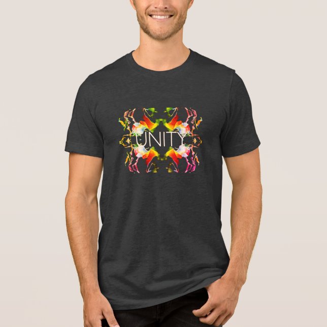 "Unity" Mandala Red Yellow White Green Design Tri-Blend Shirt (Vorderseite)