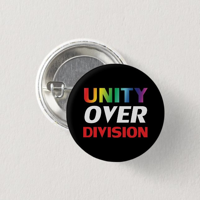 Unity over Division - lgbtq, lgbt stolz, schwarz Button (Vorne & Hinten)