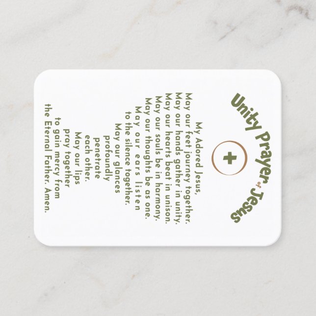 Unity Prayer of Jesus Prayer Card for 3.5" x 2.5"  Visitenkarte (Vorderseite)