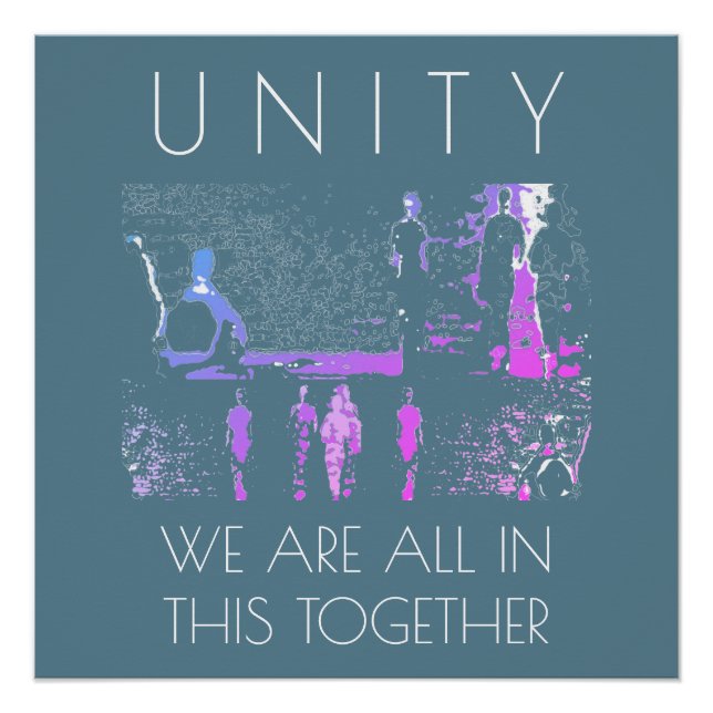 "Unity, Together" Inspiration Magenta White Aquama Poster (Vorderseite)