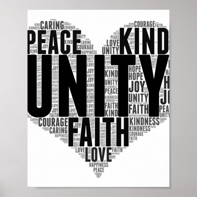 Unity WordCloud sei eine Art, Orange Unity zu stop Poster (Vorne)