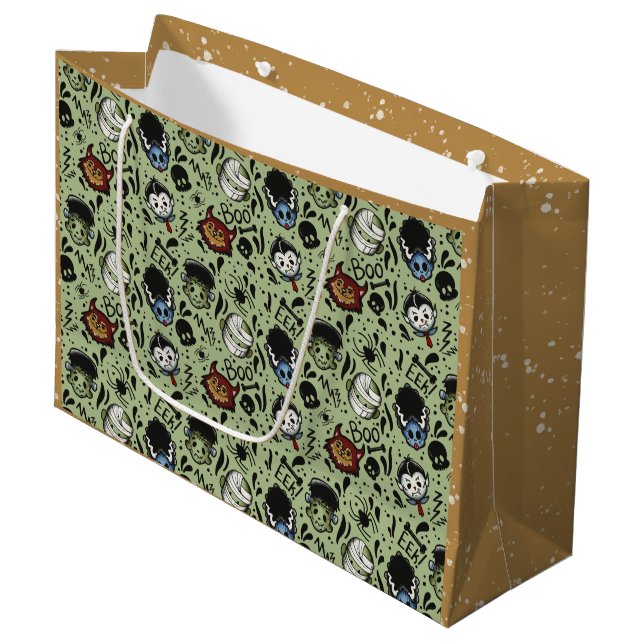Universal-Monster - Grün Große Geschenktüte (Vorderseite Schrägansicht)