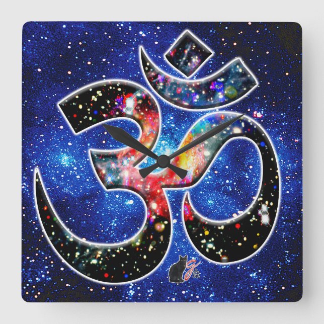 Universal OM Dhyana Quadratische Wanduhr (Vorderseite)