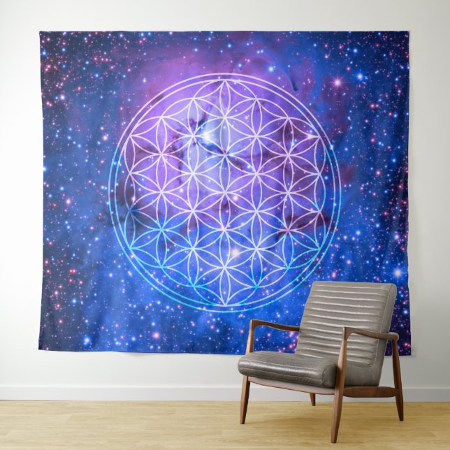 Universe Blume Life Tapestry Wandteppich (Beispiel (Horizontal))