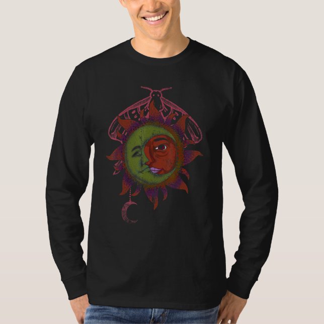 Universe Bohemian Aesthetic Boho Sun Moon Astrolog T-Shirt (Vorderseite)