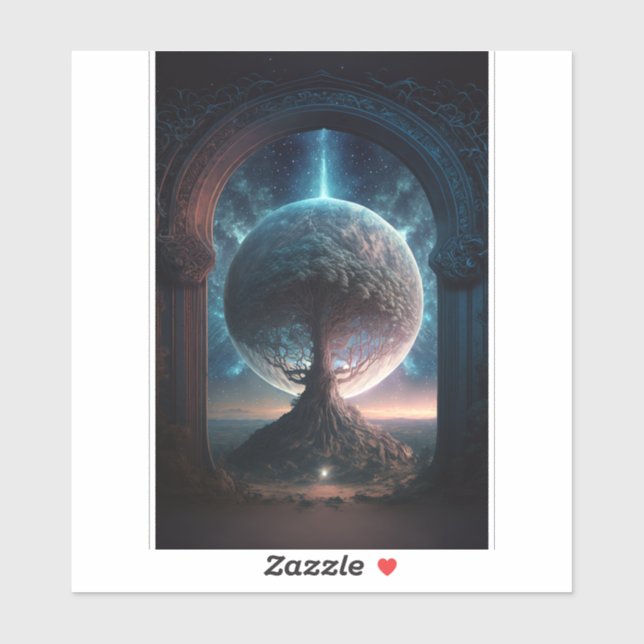 Universe Cosmic Tree Surreal Fantasy Art Aufkleber (Blatt)