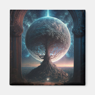 Universe Cosmic Tree Surreal Fantasy Art Magnet