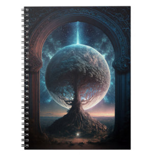 Universe Cosmic Tree Surreal Fantasy Art Notizblock