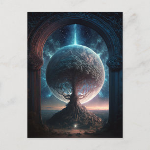 Universe Cosmic Tree Surreal Fantasy Art Postkarte