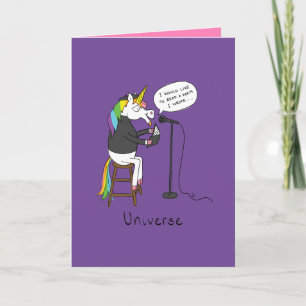 Universe - Funny Unicorn Poesie Grußkarte Karte