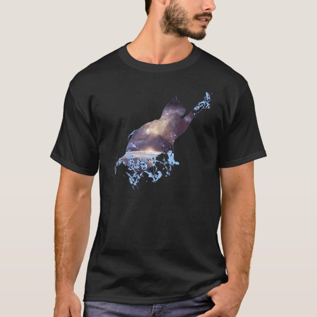 Universe Galaxy Fantasy Cat T-Shirt (Vorderseite)