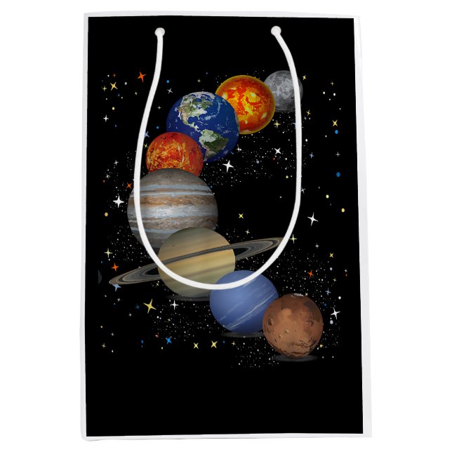 Universe Galaxy Planets Sun Astronomie Weltraum Mittlere Geschenktüte (Vorderseite)