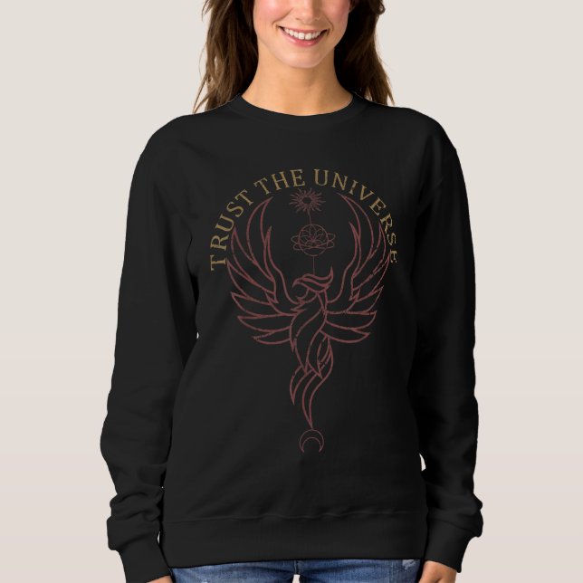 Universe Positive Energy Symbols Sun Moon Lotus Na Sweatshirt (Vorderseite)