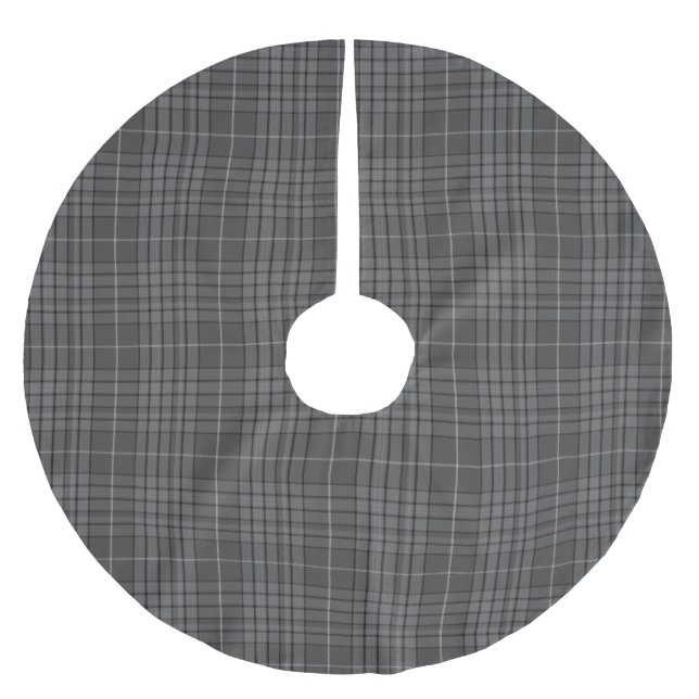 Universell Gray Granite Tartan Kariert Polyester Weihnachtsbaumdecke (Vorderseite)