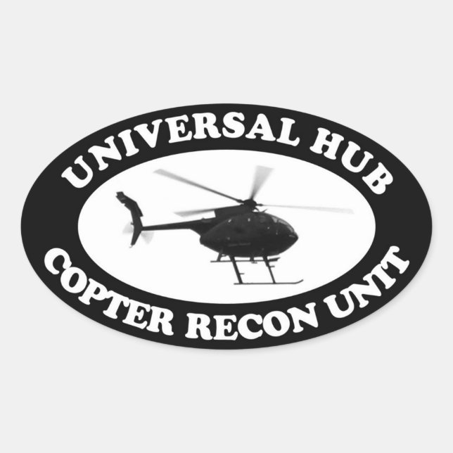 Universell Hub Copter Recon Einheit Euro-Aufkleber Ovaler Aufkleber (Vorderseite)