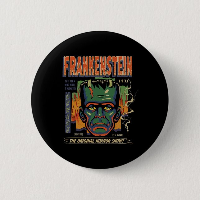 Universell Monsters Frankenstein Vintag Halloween Button (Vorderseite)