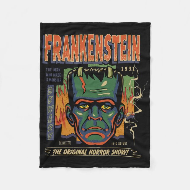 Universell Monsters Frankenstein Vintag Halloween Fleecedecke (Vorderseite)