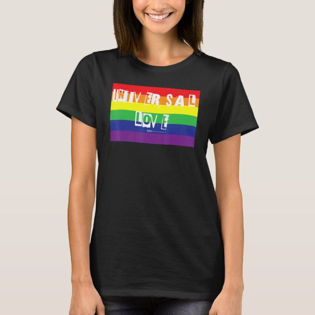 Universelle Liebe Gay Pride Rainbow Word Design T-Shirt (Vorderseite)