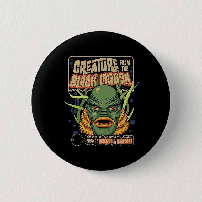 Universelle Monster-Kreatur-Retro-Maske Button (Vorderseite)