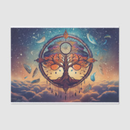 Universeller Baum des Lebens, in den Wolken Seidenpapier