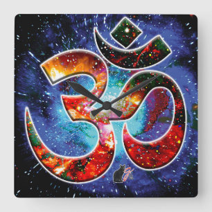 Universelles OM Asana Quadratische Wanduhr