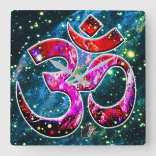 Universelles OM Bodhi Quadratische Wanduhr