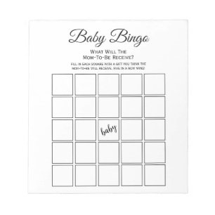 Universelles Weißes Baby Shower Bingo Party Spiel Notizblock