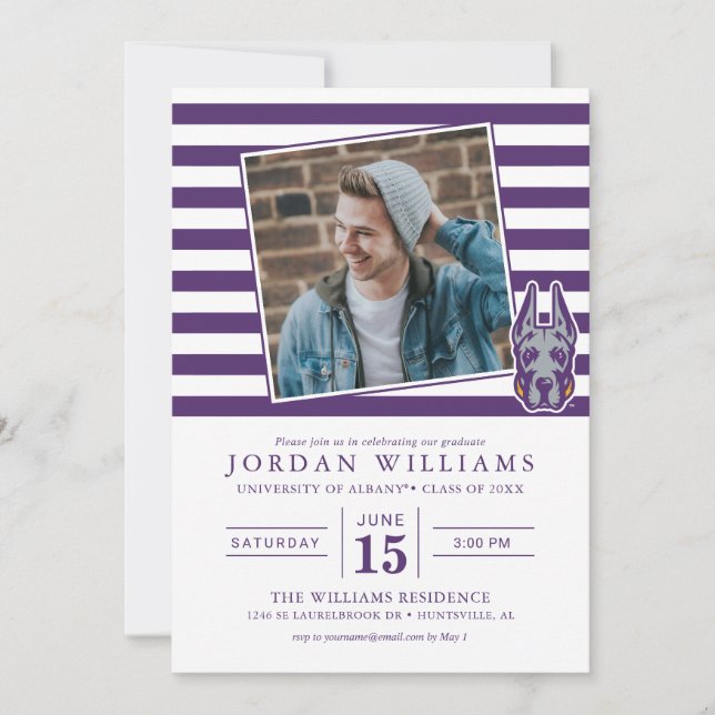 Universität Albany Great Dane Mascot Head Ankündigung (Vorderseite)