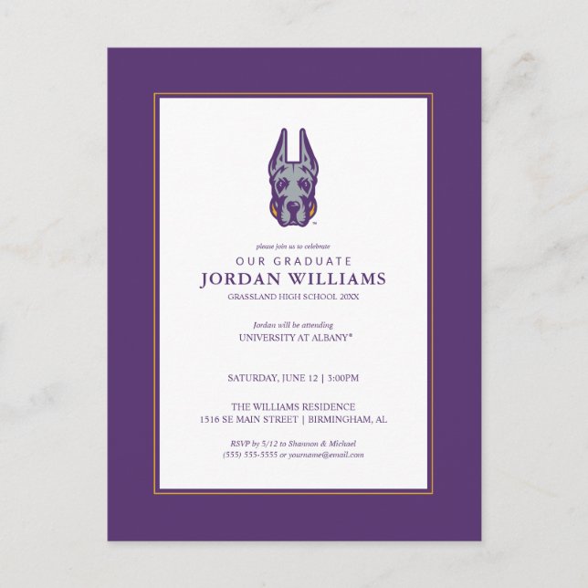 Universität Albany Great Dane Mascot Head Ankündigungspostkarte (Vorderseite)