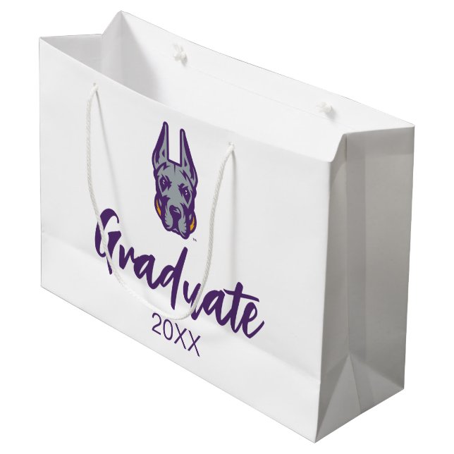 Universität Albany Great Dane Mascot Head Große Geschenktüte (Vorderseite Schrägansicht)