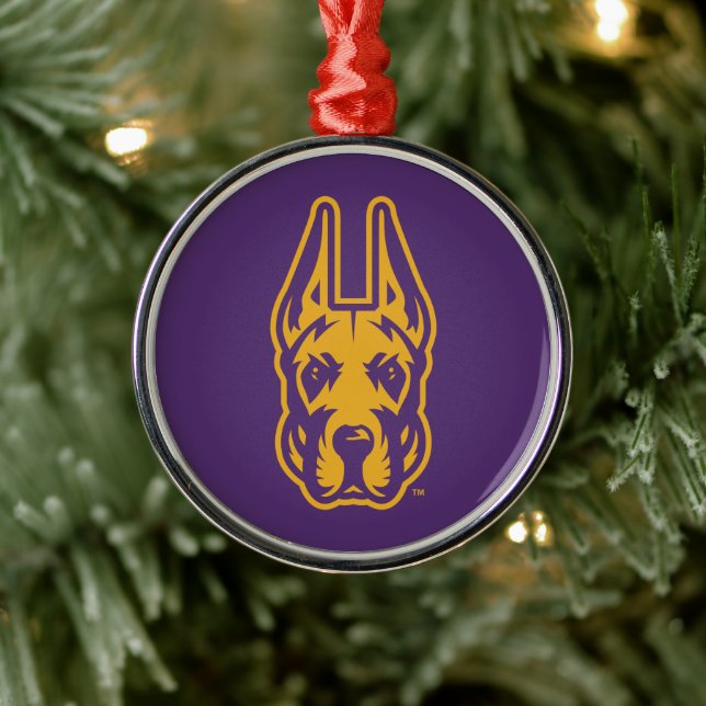 Universität Albany Great Dane Mascot Head Ornament Aus Metall (Baum)