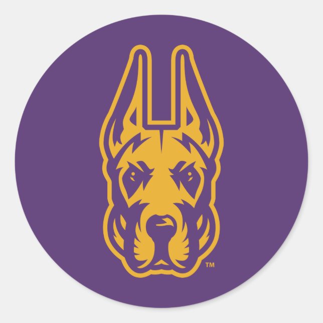 Universität Albany Great Dane Mascot Head Runder Aufkleber (Vorderseite)