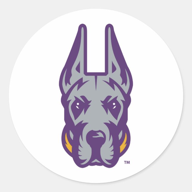 Universität Albany Great Dane Mascot Head Runder Aufkleber (Vorderseite)