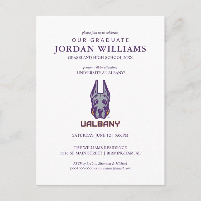 Universität Albany Great Danes Ankündigungspostkarte (Vorderseite)