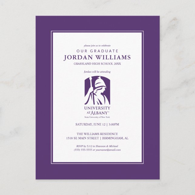 Universität Albany - Iconic-Logo Ankündigungspostkarte (Vorderseite)