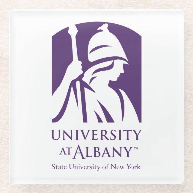 Universität Albany - Iconic-Logo Glasuntersetzer (Vorderseite)