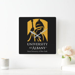 Universität Albany - Iconic-Logo Quadratische Wanduhr