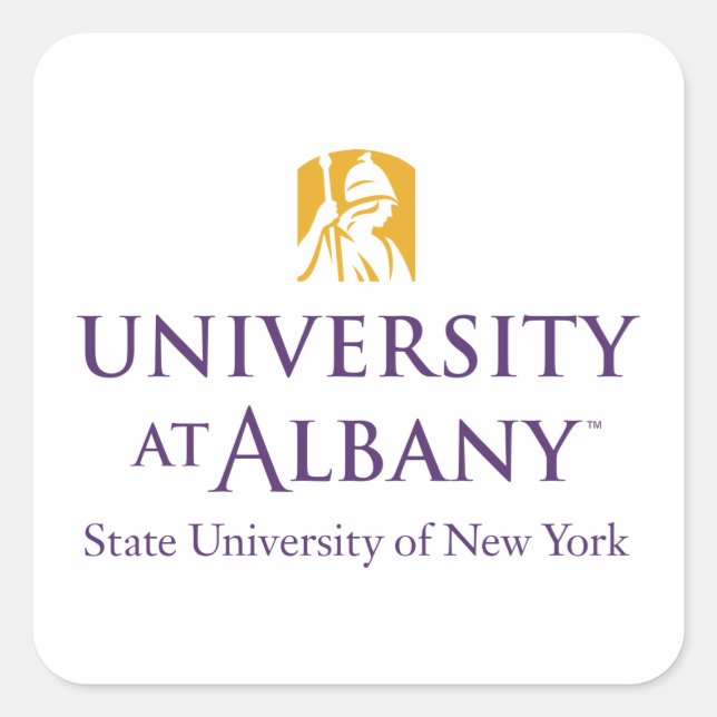 Universität Albany - Iconic-Logo Quadratischer Aufkleber (Vorderseite)