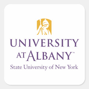 Universität Albany - Iconic-Logo Quadratischer Aufkleber