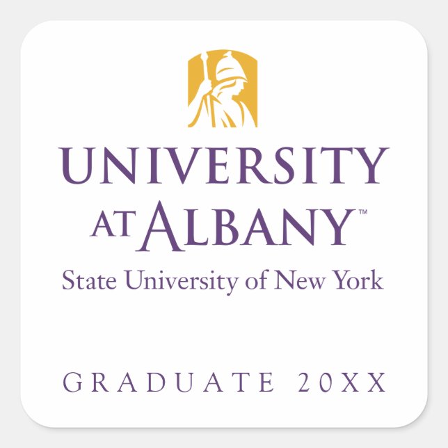 Universität Albany - Iconic-Logo Quadratischer Aufkleber (Vorderseite)